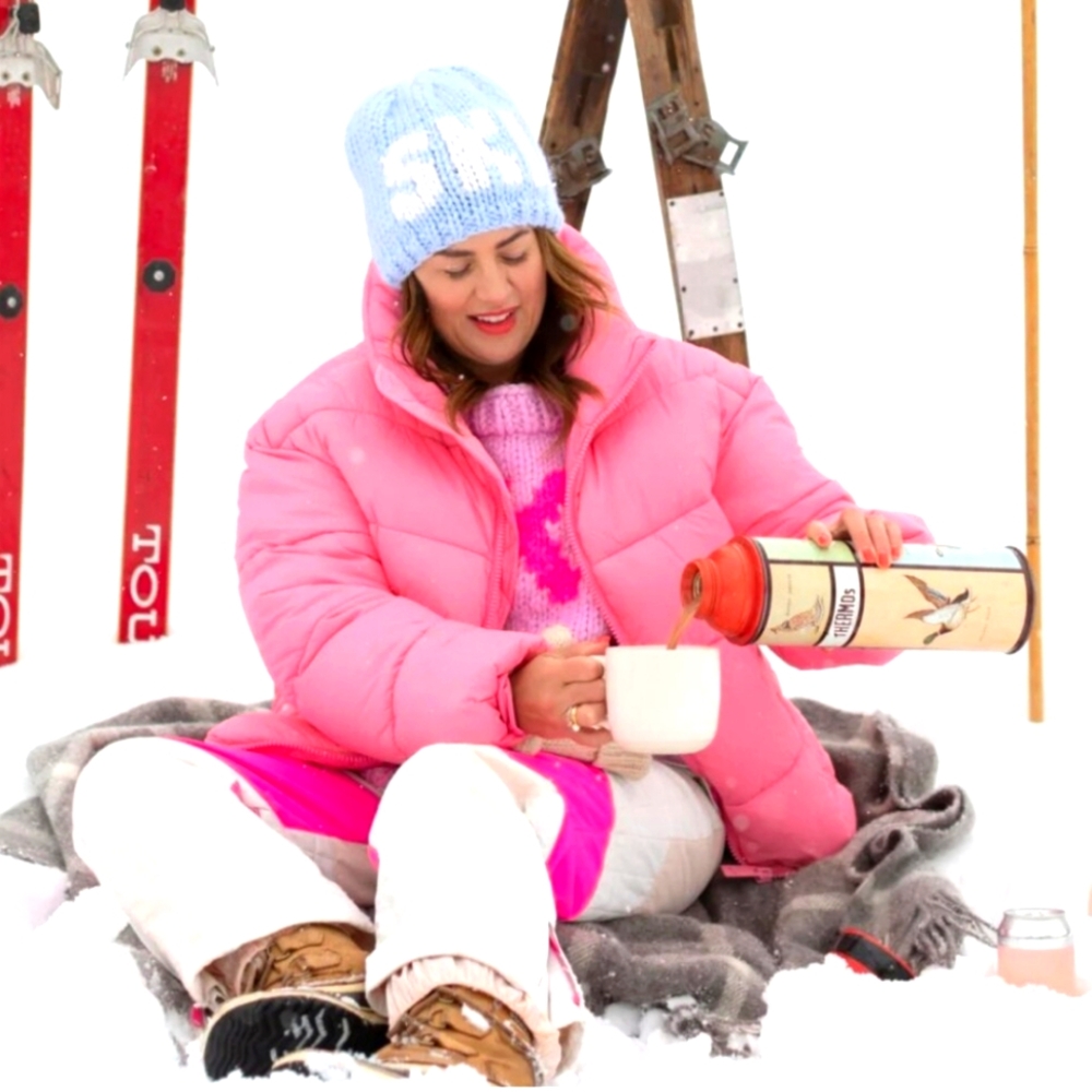 Jillian Harris x Noize pink puffer jacket